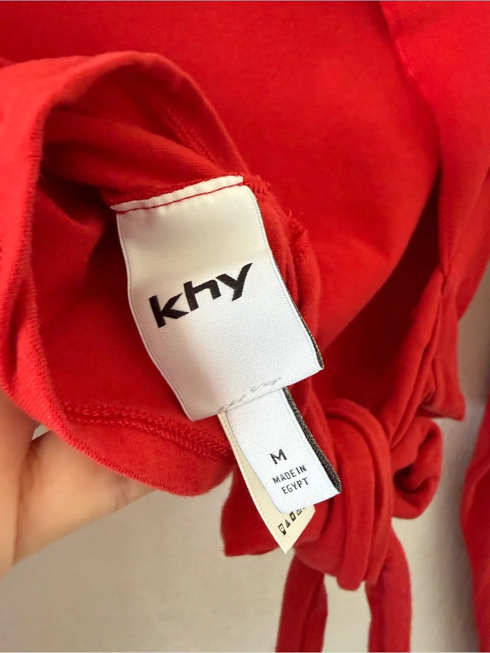 Khy Red Long Sleeve Backless Tie Back Cropped Wrap Top Size Medium - Picture 10 of 11